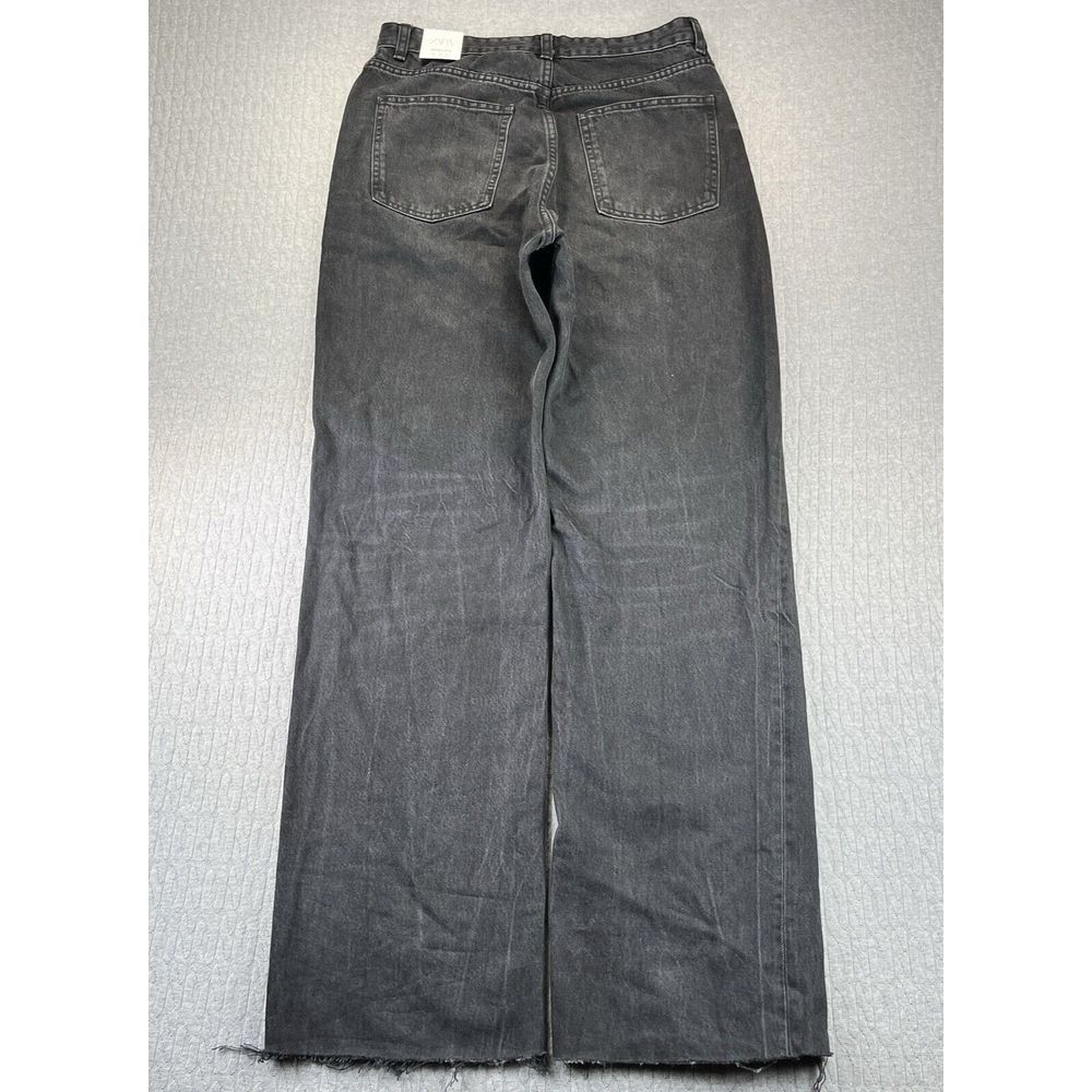 New ZARA Baggy Wide Leg Jeans Women (10) high-rise full length black pants